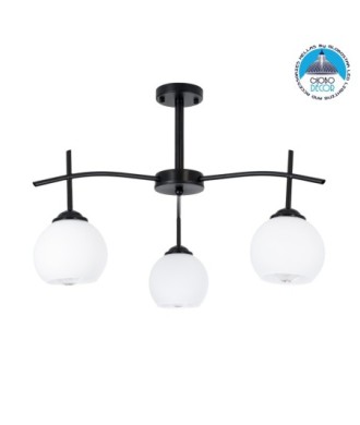 GLOBOSTAR® LUNA 01087 Μοντέρνο Φωτιστικό Οροφής με Ντουί 3 x E27 AC 220-240V IP20 - Λευκό & Μαύρο - Μ45 x Π45 x Υ40cm